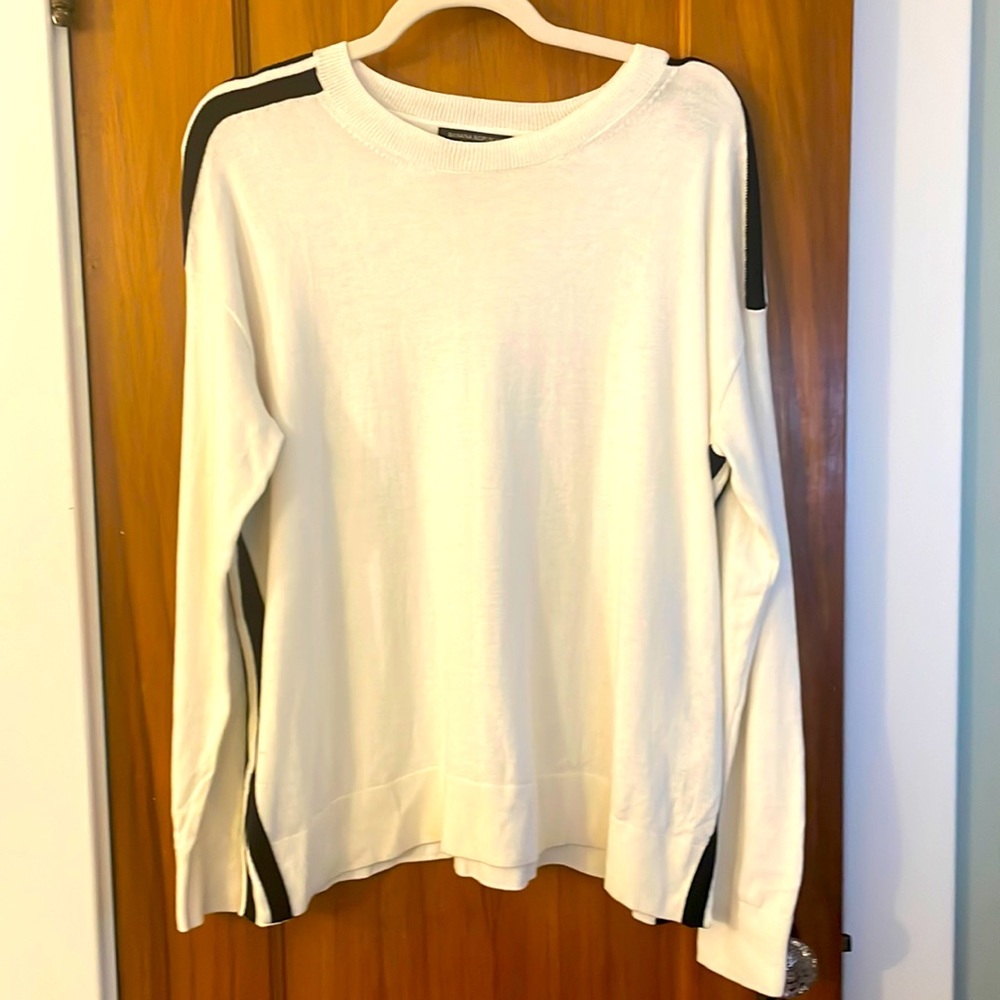 NWOT Banana Republic Cream & Black Oversized Racer Striped Sweater Size M